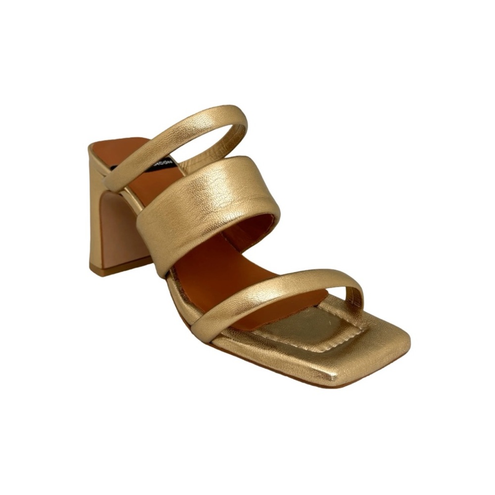 Angel Alarcon Elegant Gold Women's Heeled Sandals Mules sz 7.5/38